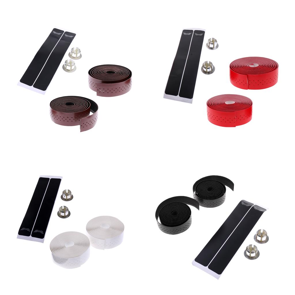 2Pcs Cycling Road Bike Sports Bicycle PU Leather Handlebar Wrap Tape Brown