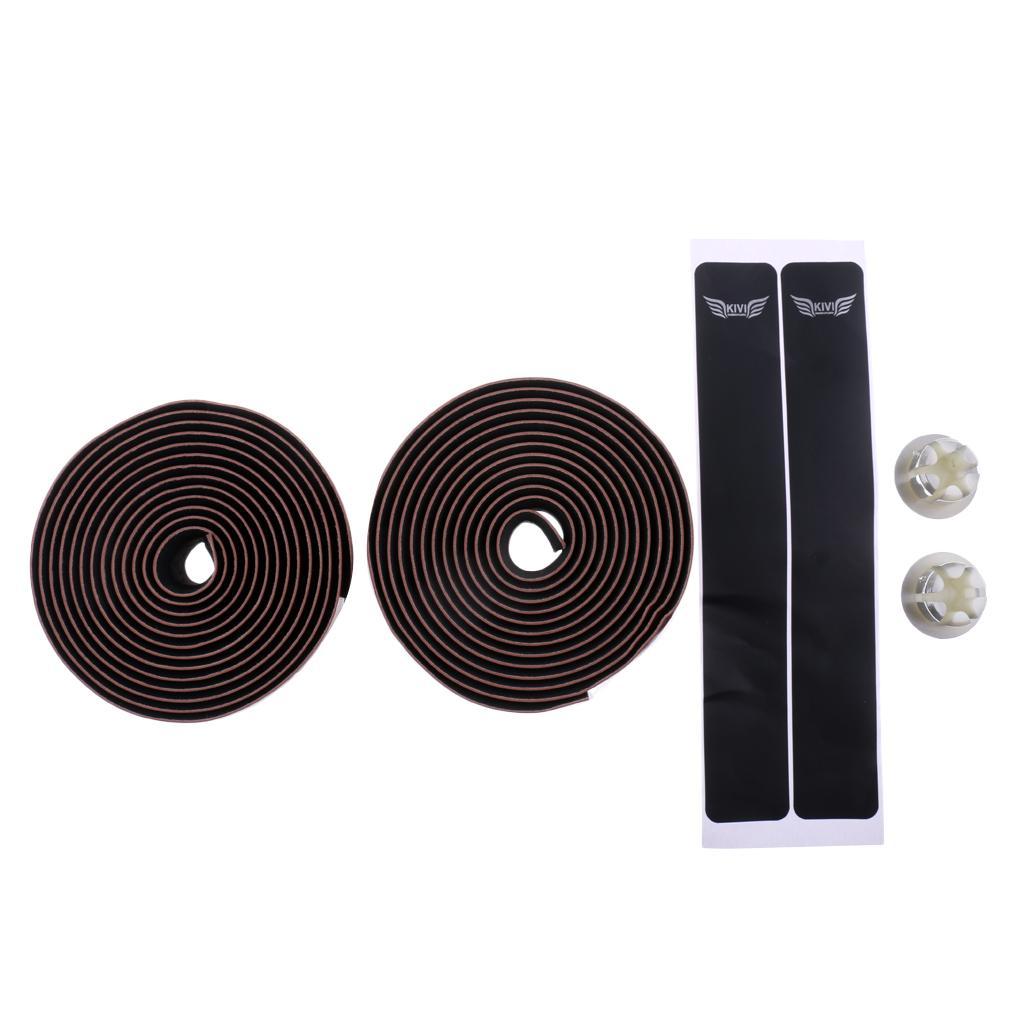 2Pcs Cycling Road Bike Sports Bicycle PU Leather Handlebar Wrap Tape Brown