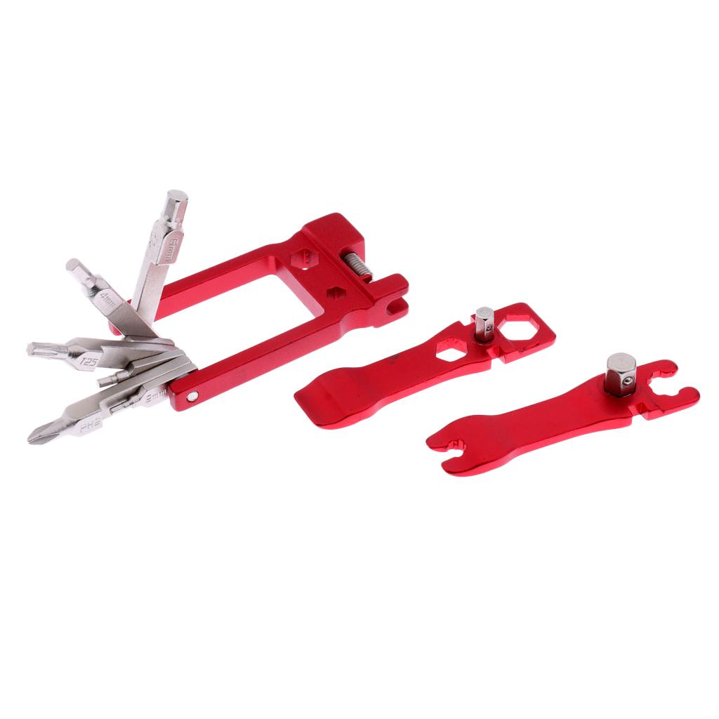 2pcs Multi Tool Bike Multitool Bicycle Combination Repair Set Red + Black