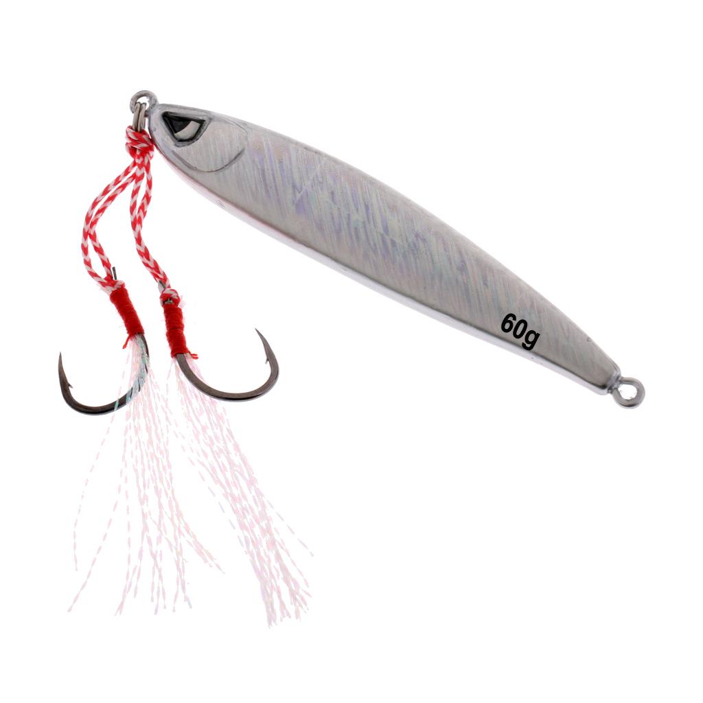 Fishing Lure Lead Fish Metal Jigging Wobbler Crankbaits Bass Baits 60g White