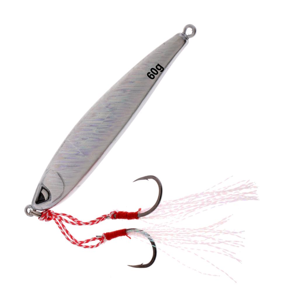 Fishing Lure Lead Fish Metal Jigging Wobbler Crankbaits Bass Baits 60g White