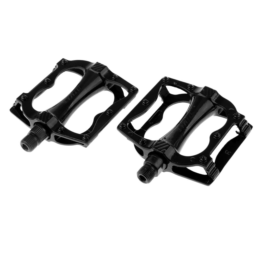 Integrally-molded Bike Bicycle Pedals 9/16 Bearing Platform Pedals Black"