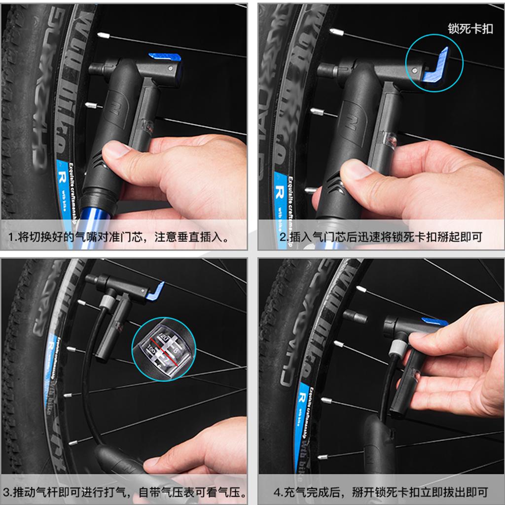Bicycle Compact Pump Presta Schrader Valves Tyre Tire Tube Inflator Black