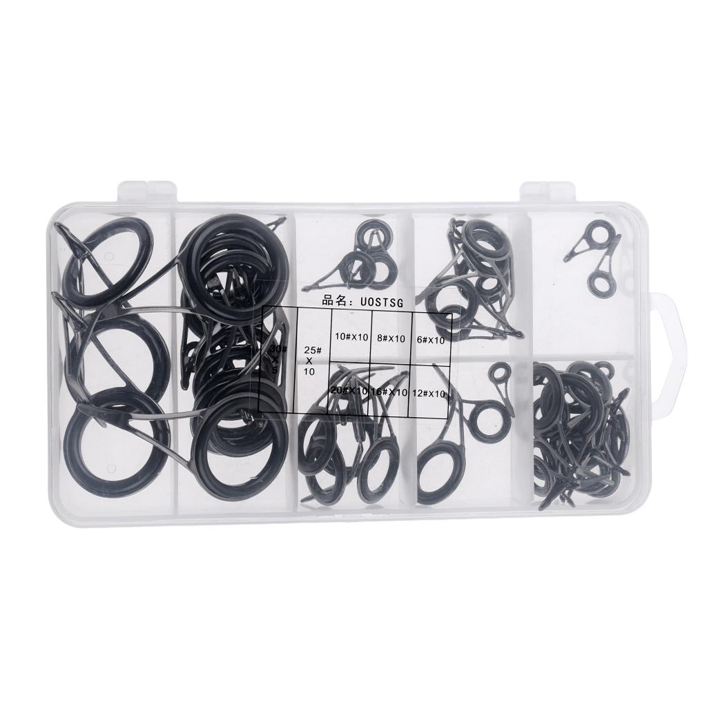 75Pcs Stainless Steel Fishing Rod Guides Ring Rod Repair Kit DIY Eye Rings