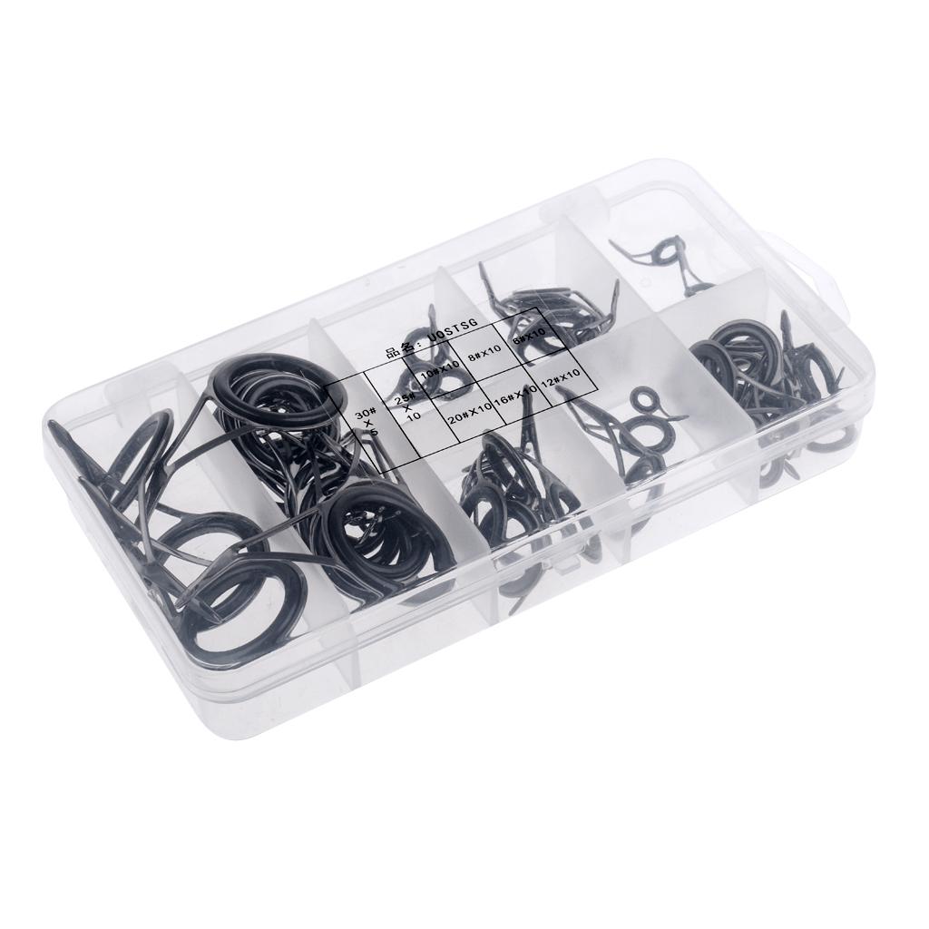 75Pcs Stainless Steel Fishing Rod Guides Ring Rod Repair Kit DIY Eye Rings