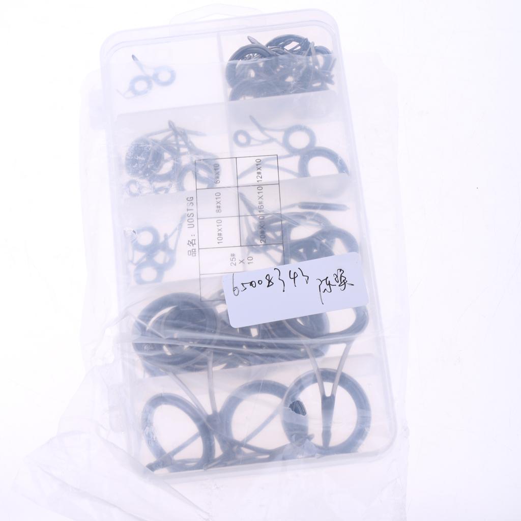75Pcs Stainless Steel Fishing Rod Guides Ring Rod Repair Kit DIY Eye Rings