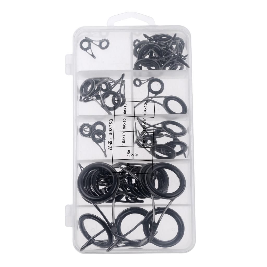 75Pcs Stainless Steel Fishing Rod Guides Ring Rod Repair Kit DIY Eye Rings