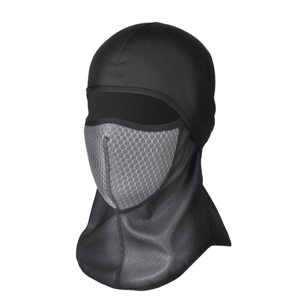 Winter Cycling Full Face Mask Windproof Skiing Fleece Warm Hood Scarf Gray