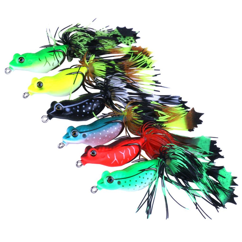 Frog Fishing Lures Soft Hook Baits Topwater Crankbait with Threads Skirts C1