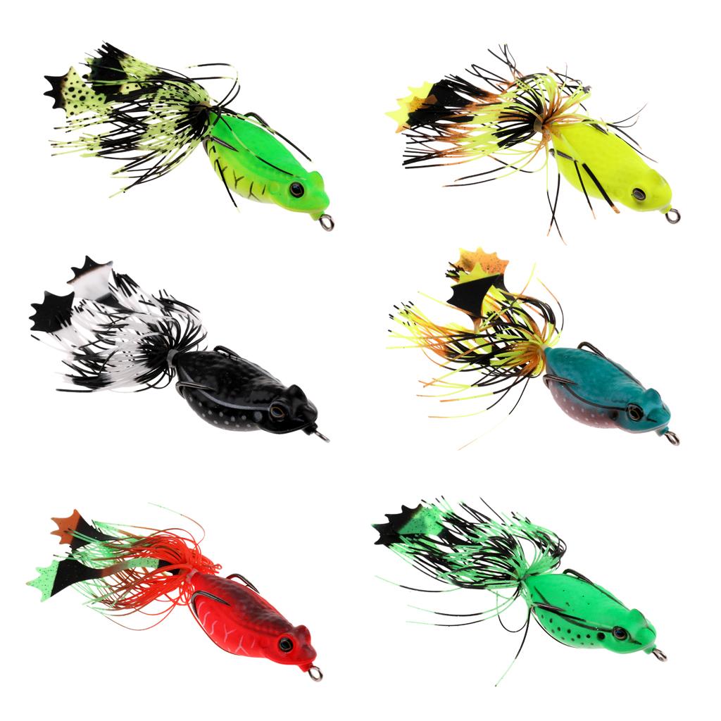 Frog Fishing Lures Soft Hook Baits Topwater Crankbait with Threads Skirts C1