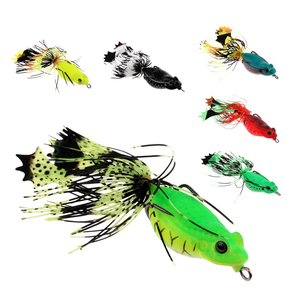 Frog Fishing Lures Soft Hook Baits Topwater Crankbait with Threads Skirts C1