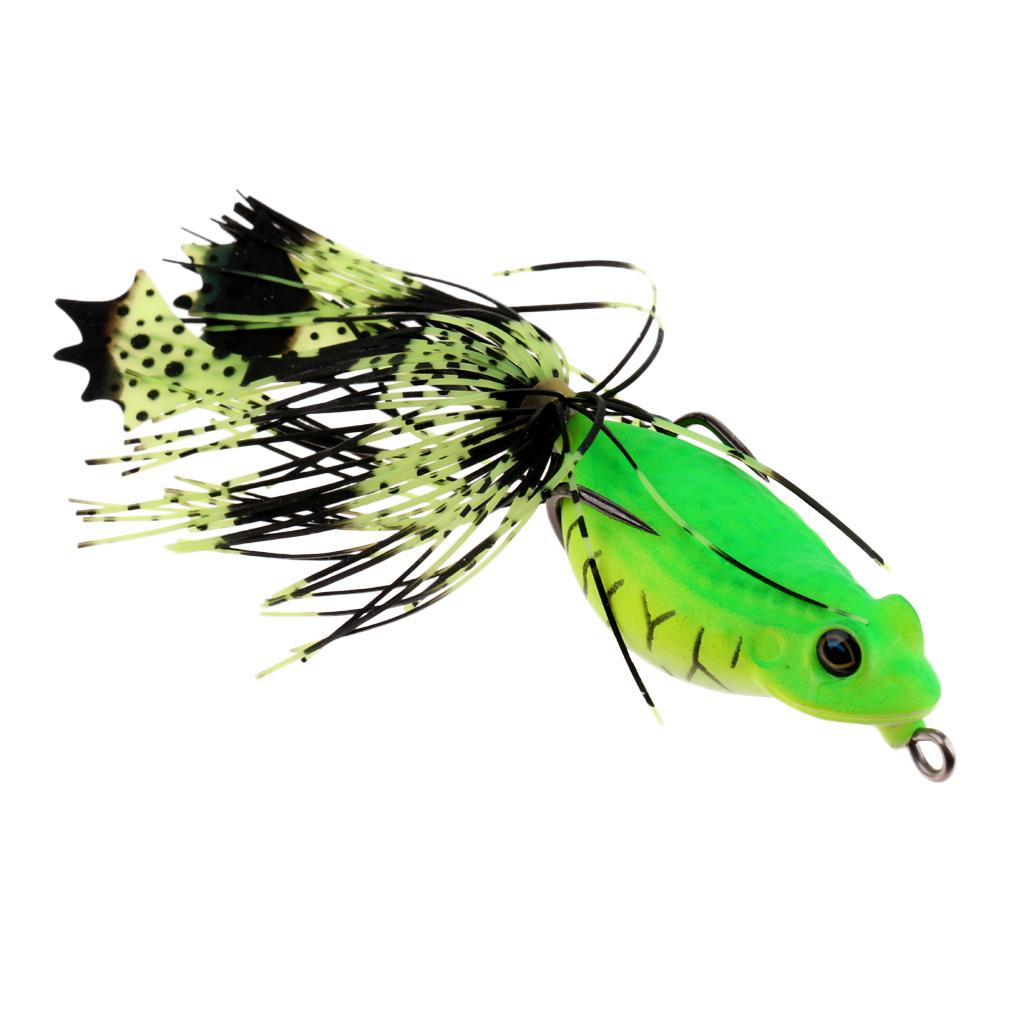 Frog Fishing Lures Soft Hook Baits Topwater Crankbait with Threads Skirts C1