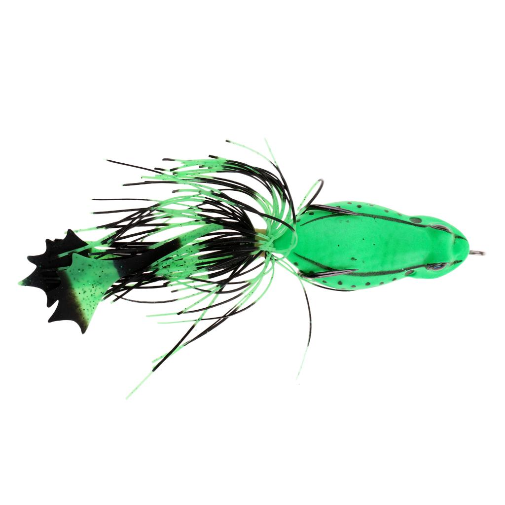 Frog Fishing Lures Soft Hook Baits Topwater Crankbait with Threads Skirts C6