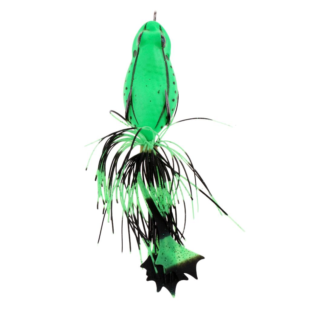 Frog Fishing Lures Soft Hook Baits Topwater Crankbait with Threads Skirts C6
