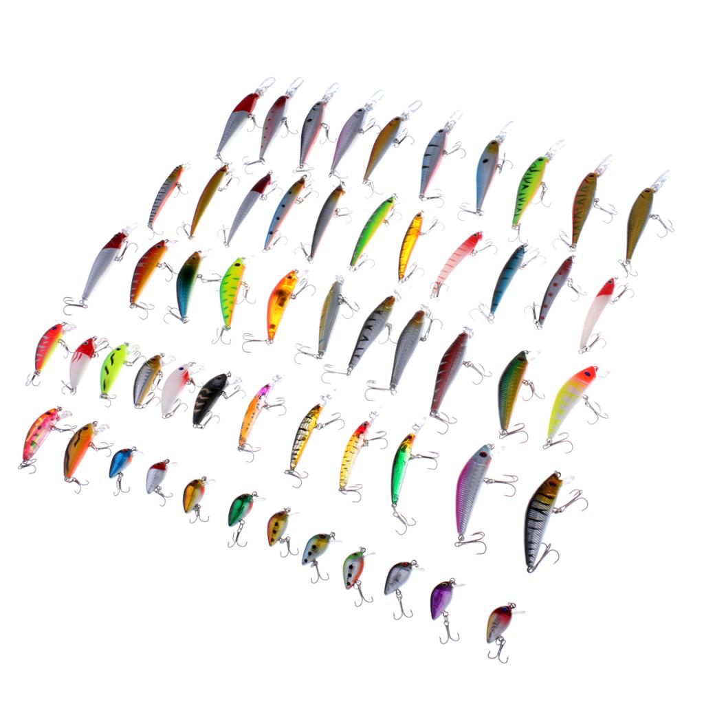 56pcs Fishing Wobblers Mixed 8 Models Fishing Lures Hard Baits Minnow Lure