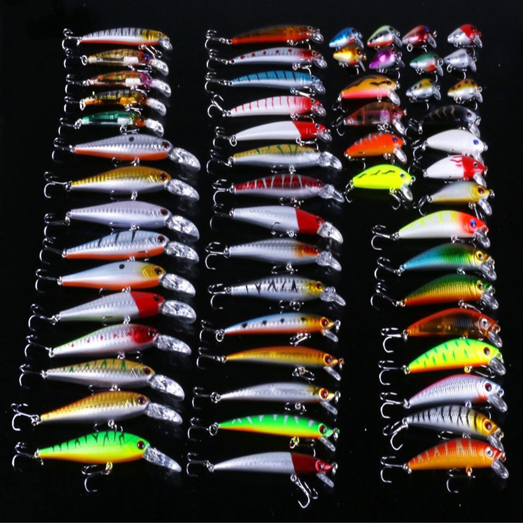 56pcs Fishing Wobblers Mixed 8 Models Fishing Lures Hard Baits Minnow Lure