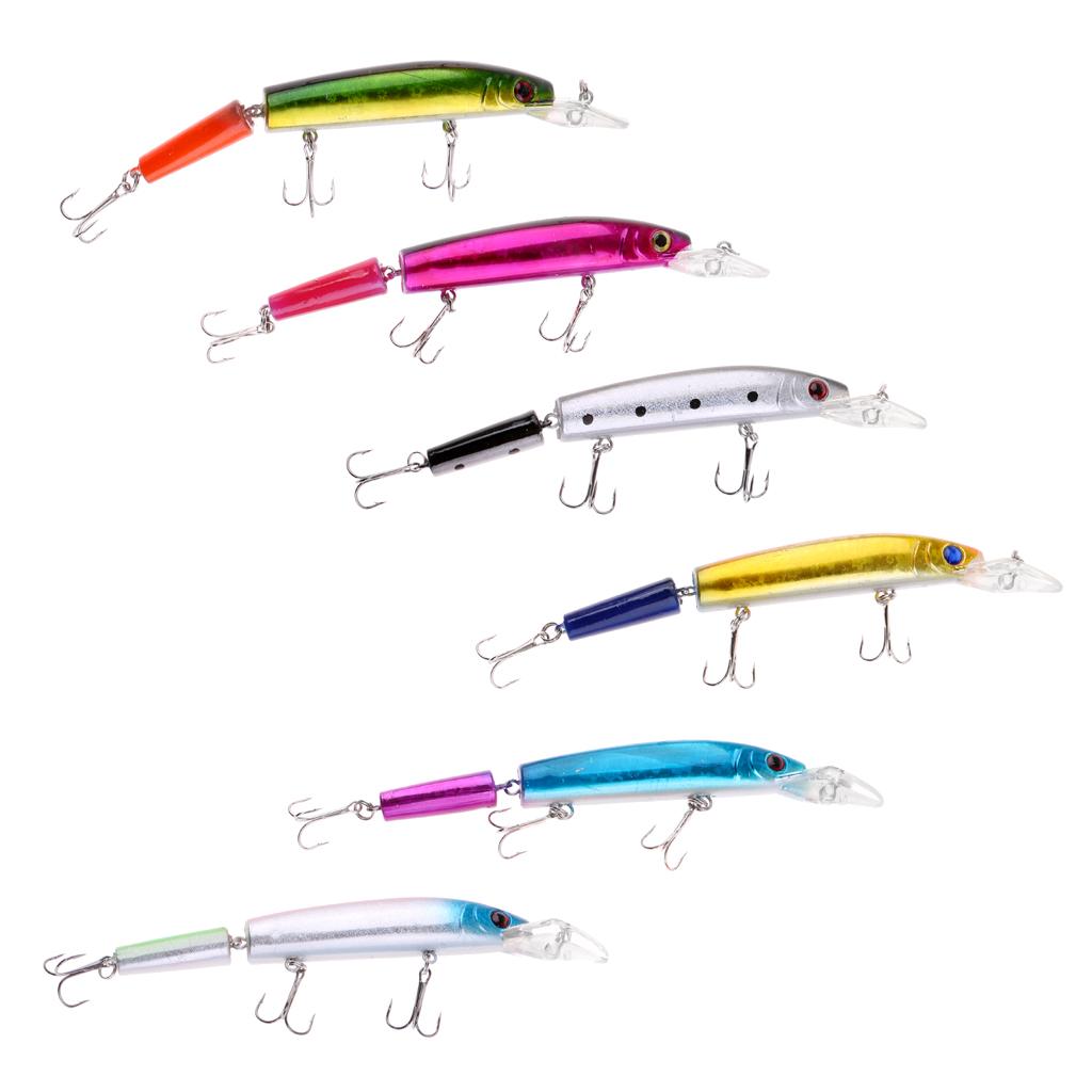 6Pcs Multi-Section Jointed Fishing Lure Minnow Wobbler Artificial Fish Baits