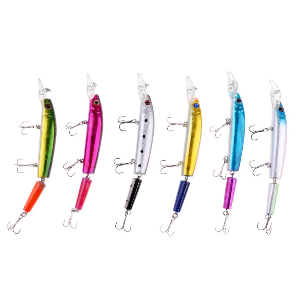 6Pcs Multi-Section Jointed Fishing Lure Minnow Wobbler Artificial Fish Baits