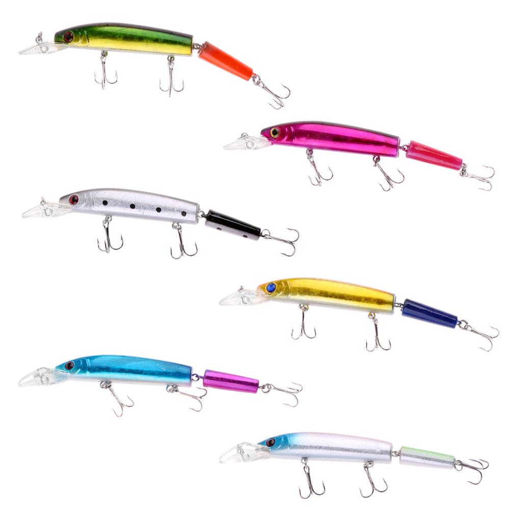 6Pcs Multi-Section Jointed Fishing Lure Minnow Wobbler Artificial Fish Baits