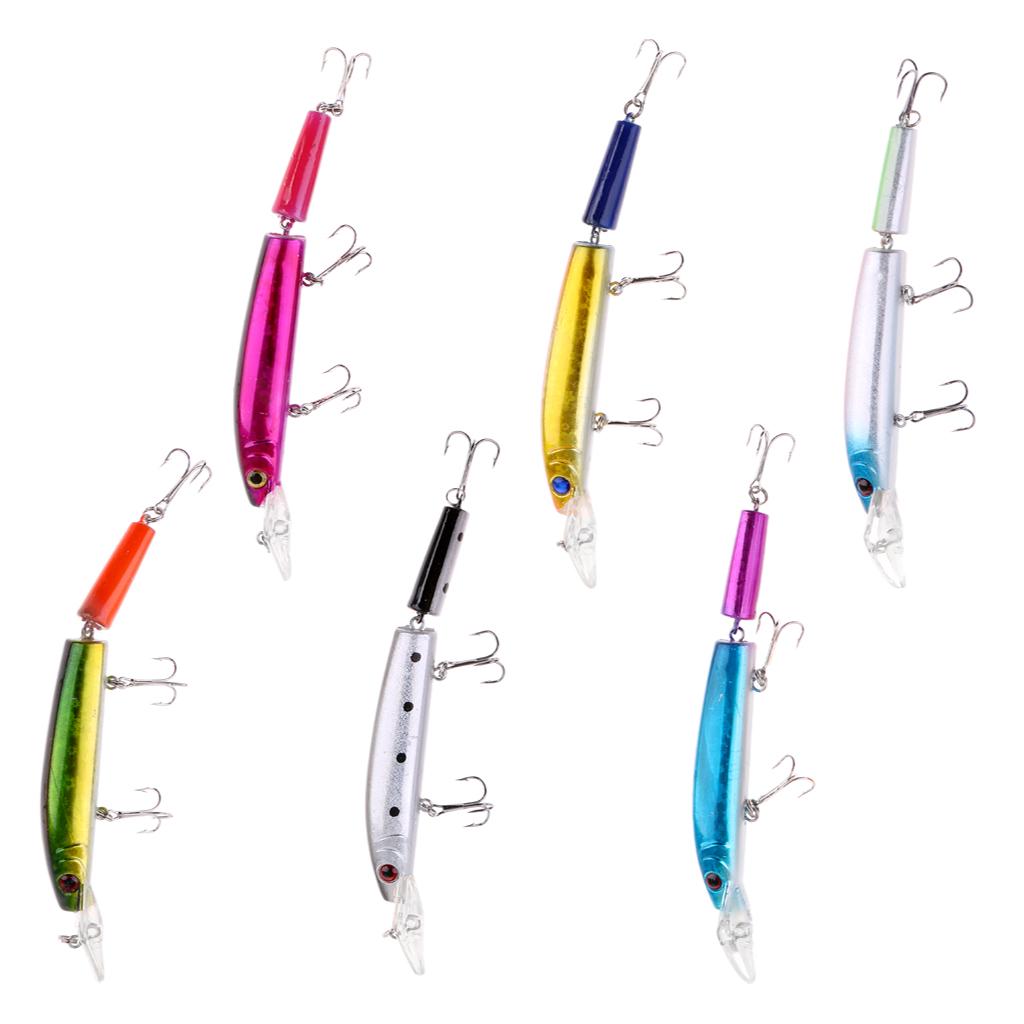 6Pcs Multi-Section Jointed Fishing Lure Minnow Wobbler Artificial Fish Baits