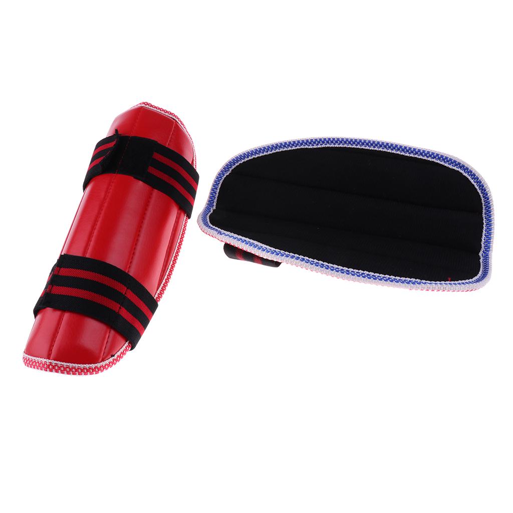 PU Boxing Protective Gear Set Shin Leg Chest Guard Helmet Groin Guard Red