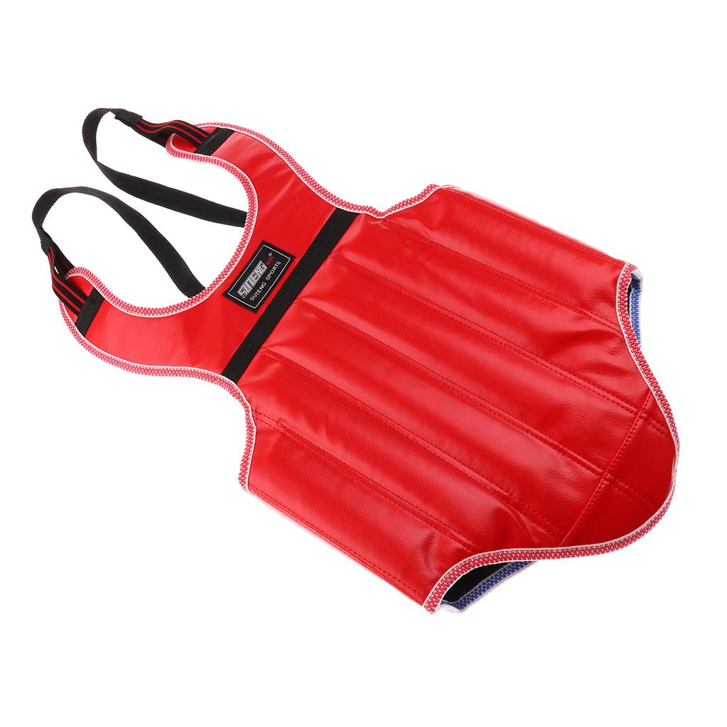 PU Boxing Protective Gear Set Shin Leg Chest Guard Helmet Groin Guard Red