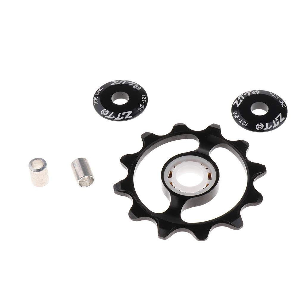 Bike Jockey Wheel Bicycle Rear Derailleur Ceramic 12T Guide Wheel Black
