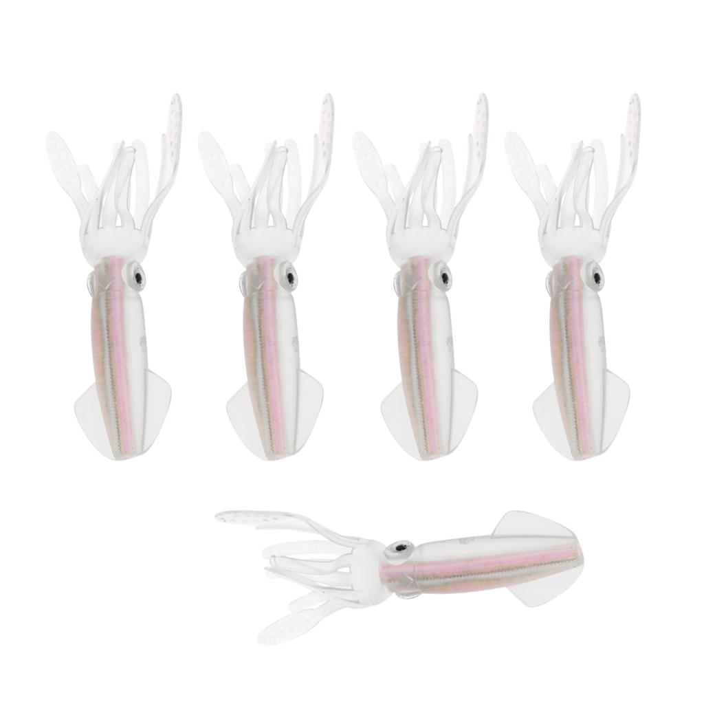 5pcs Luminous Soft Baits Squid Octopus Skirts Fishing Lure Colourful Tube