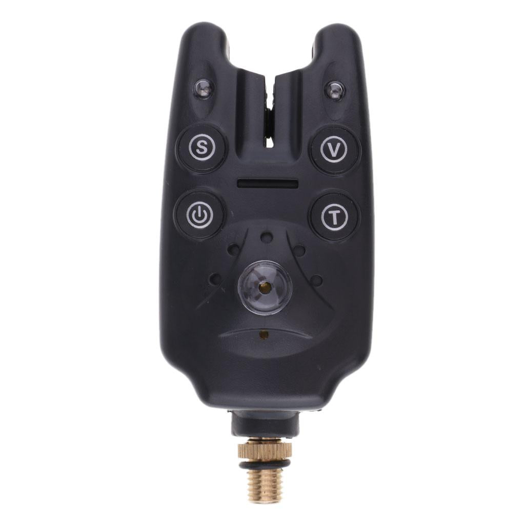 Fishing Bite Alarm Indicator Sound Light Alert Fishing Rod Holder Black