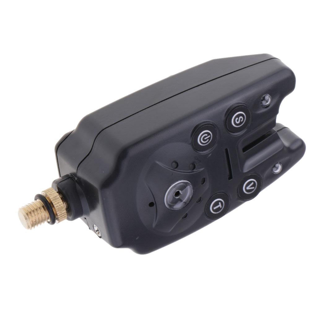 Fishing Bite Alarm Indicator Sound Light Alert Fishing Rod Holder Black
