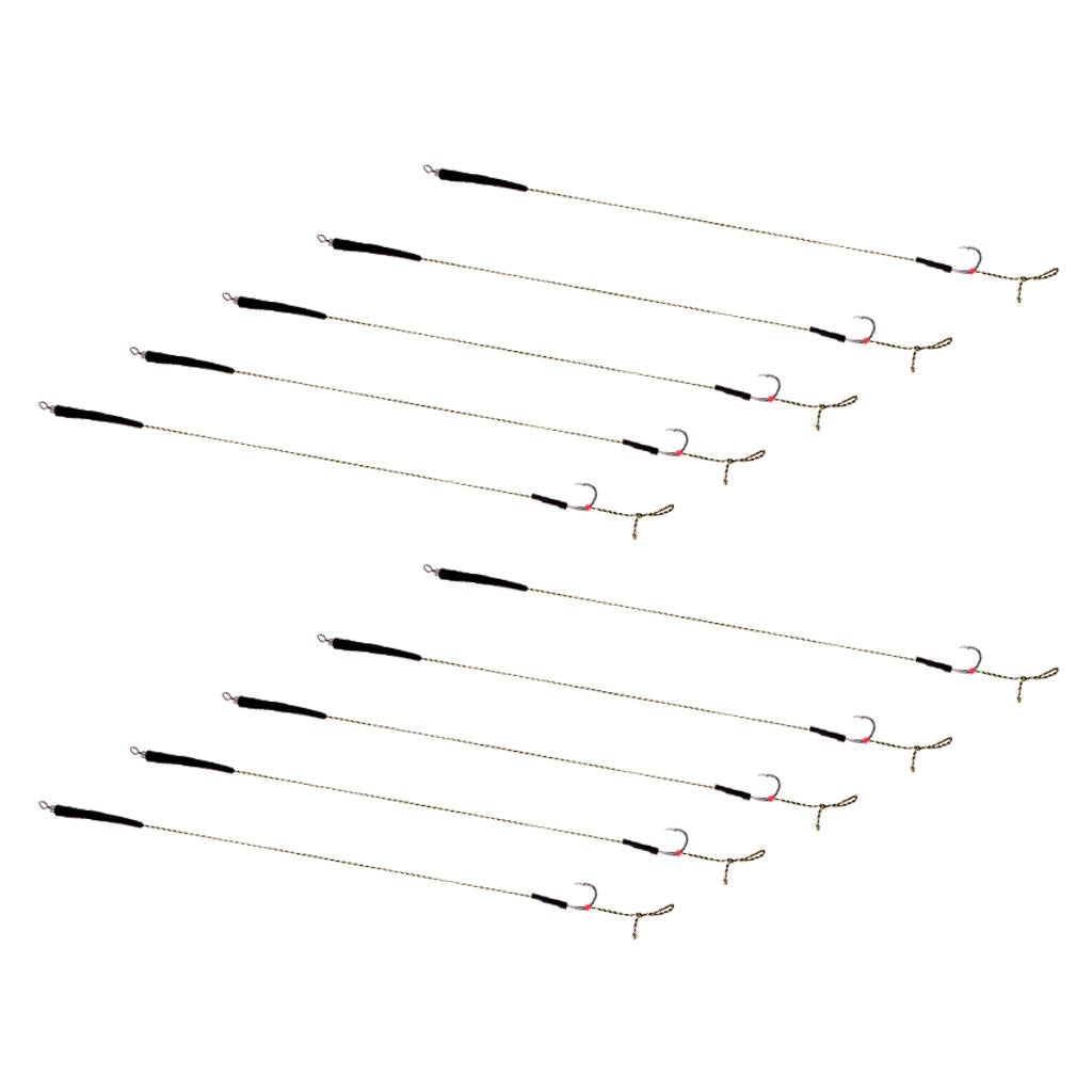 10Pcs Fishing Hair Rigs Assorted Hand Tied Carp Fishing Barbless Hooks 9#