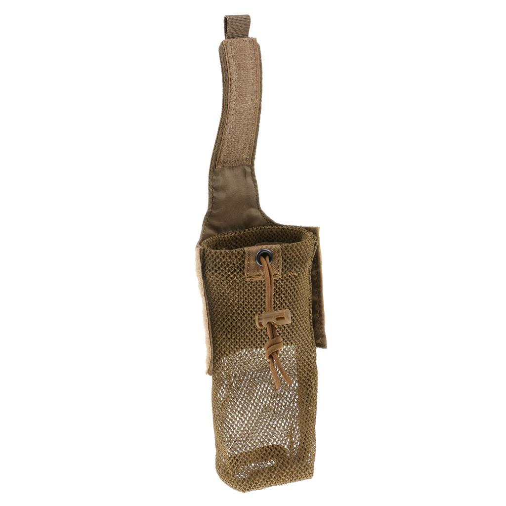 Outdoor Foldable Mesh Water Bottle Carrier Drinking Pouch Bag Holder Tan