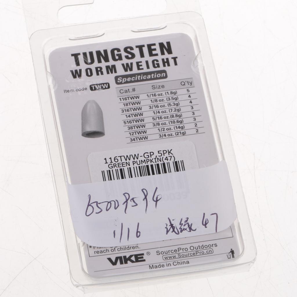 Tungsten Weights Bullet Fishing Sinker Worm Weights 5pcs 1.8g Green