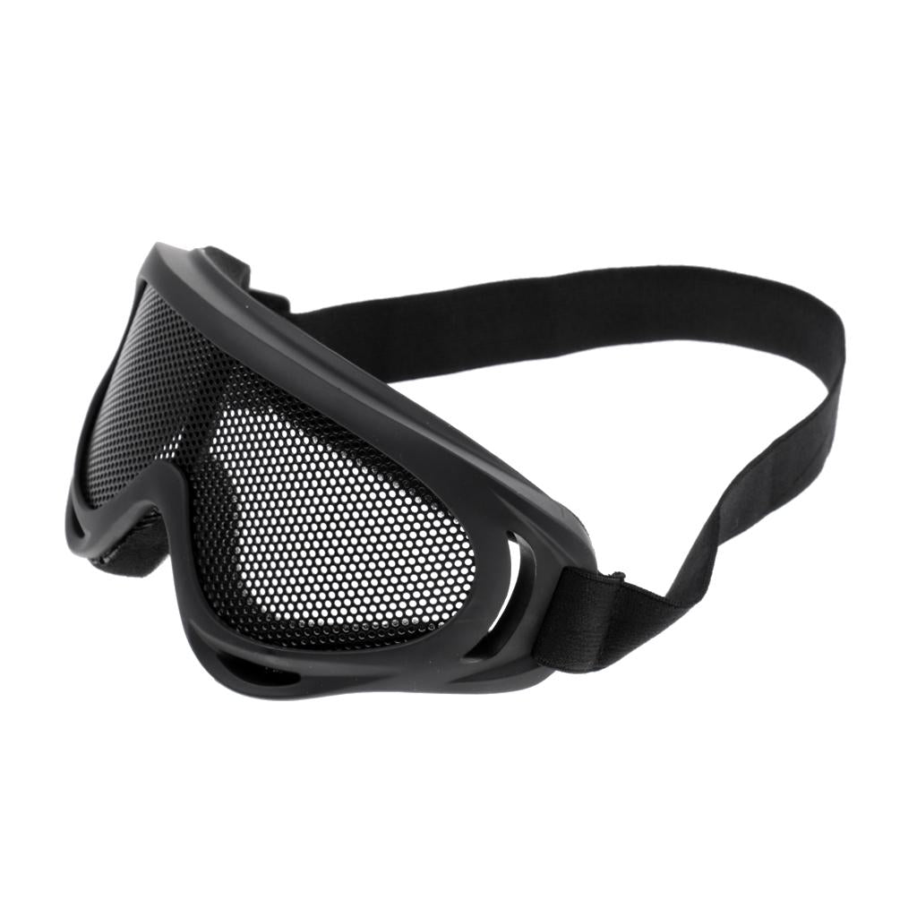 Tactical Safe Steel Mesh Goggles Shooting Glasses Eyes Protector Black
