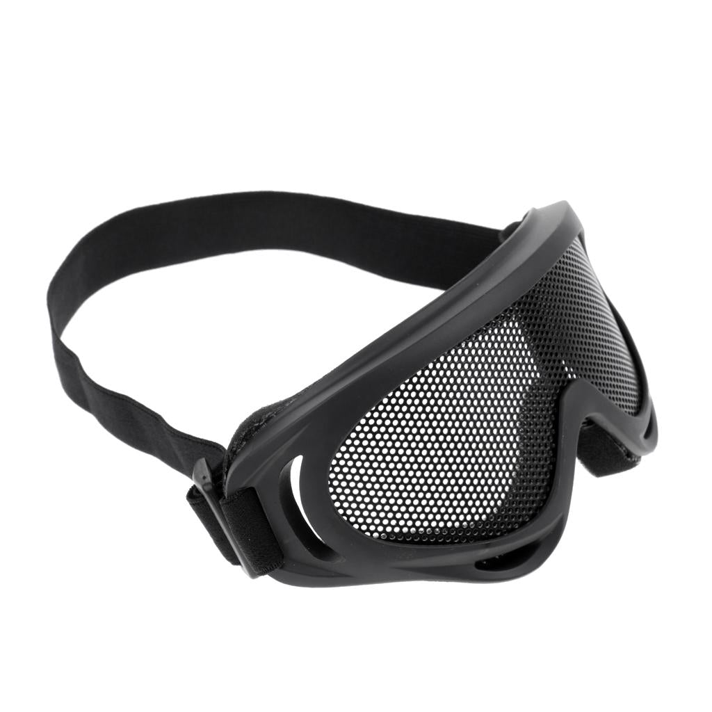 Tactical Safe Steel Mesh Goggles Shooting Glasses Eyes Protector Black