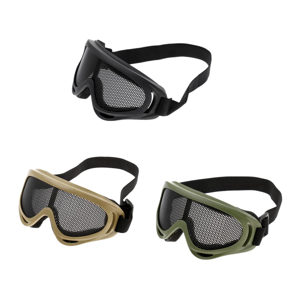 Tactical Safe Steel Mesh Goggles Shooting Glasses Eyes Protector Black