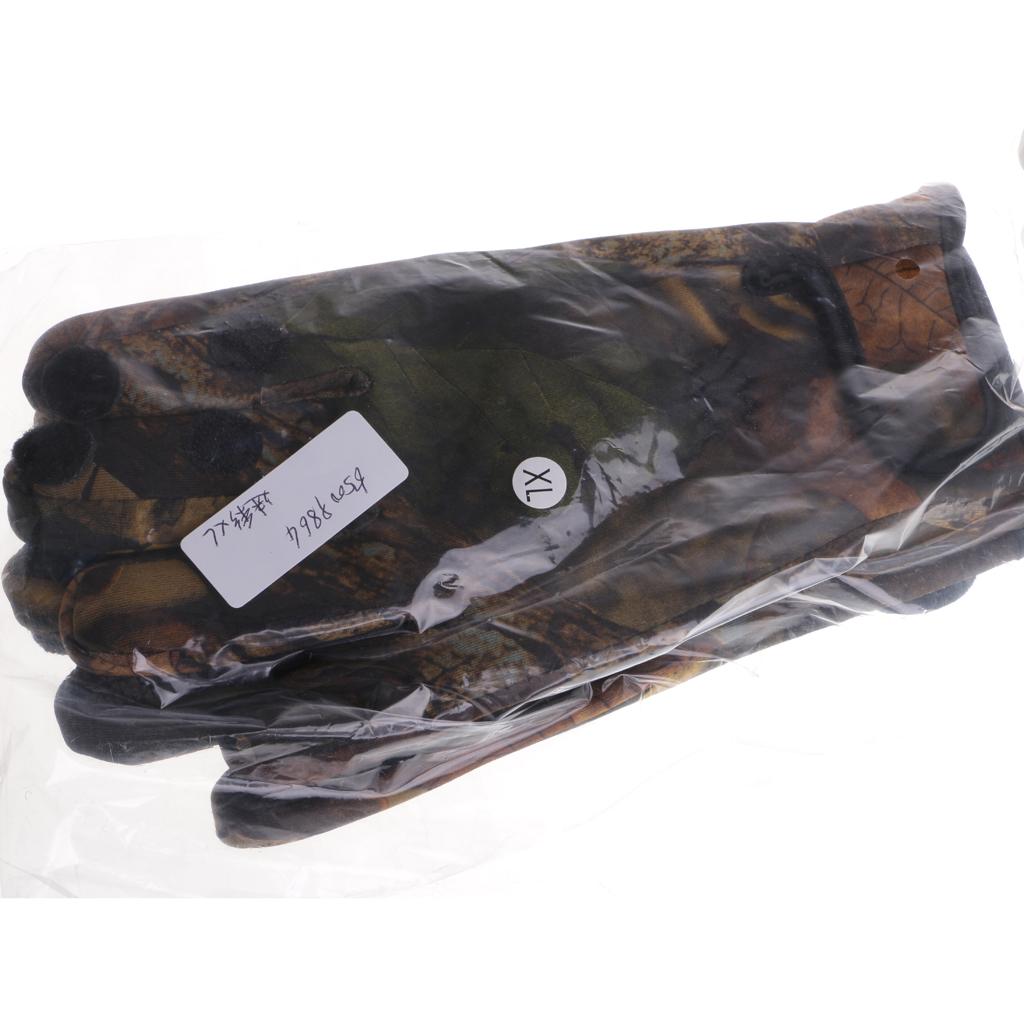 1 Pair Fishing Gloves Anti Slip Warm Cycling 3 Half-Finger Gloves XL Camo