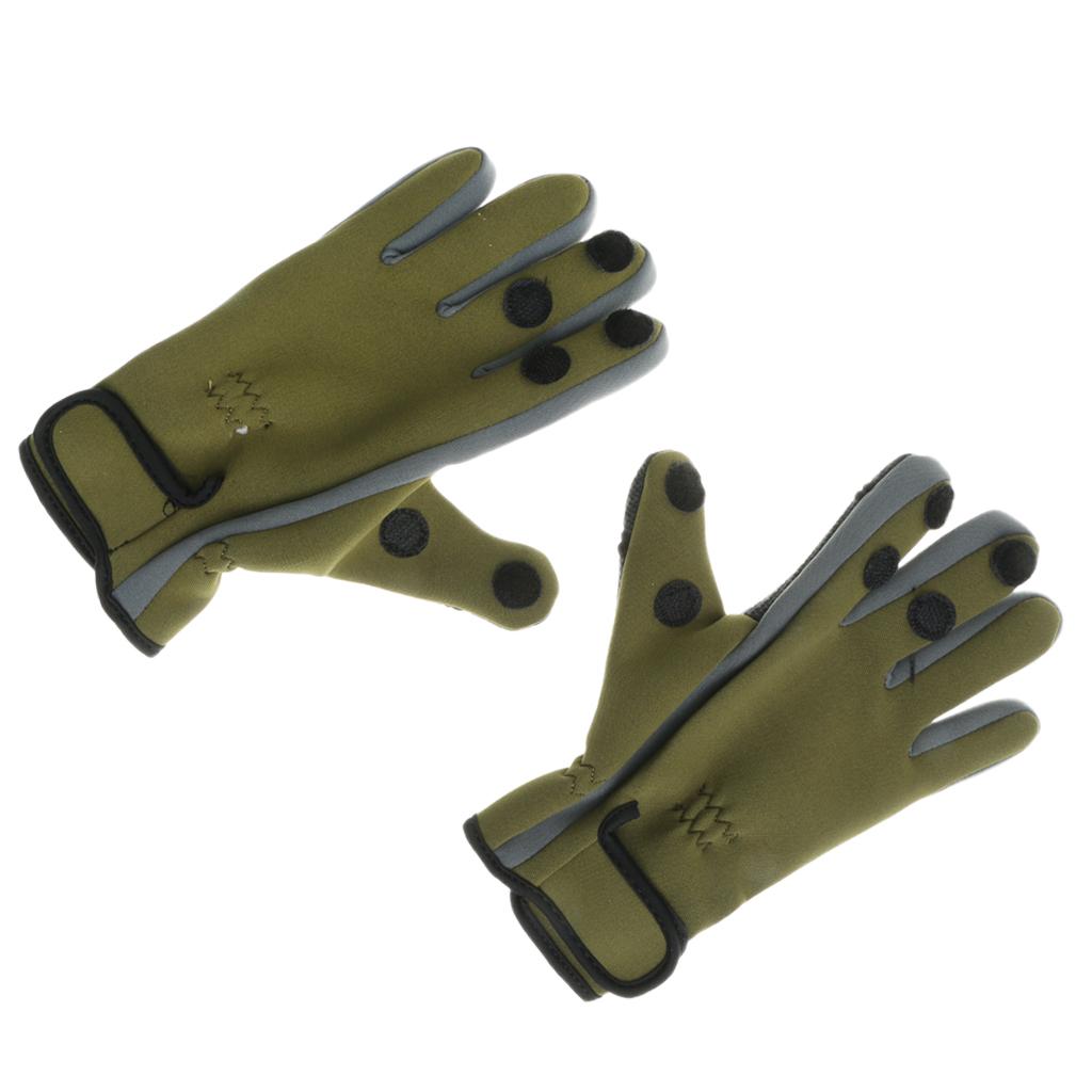 1 Pair Fishing Gloves Anti Slip Warm Cycling 3 Half-Finger Gloves M Green