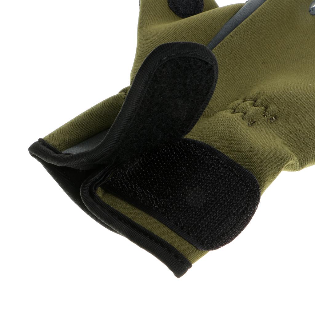 1 Pair Fishing Gloves Anti Slip Warm Cycling 3 Half-Finger Gloves M Green