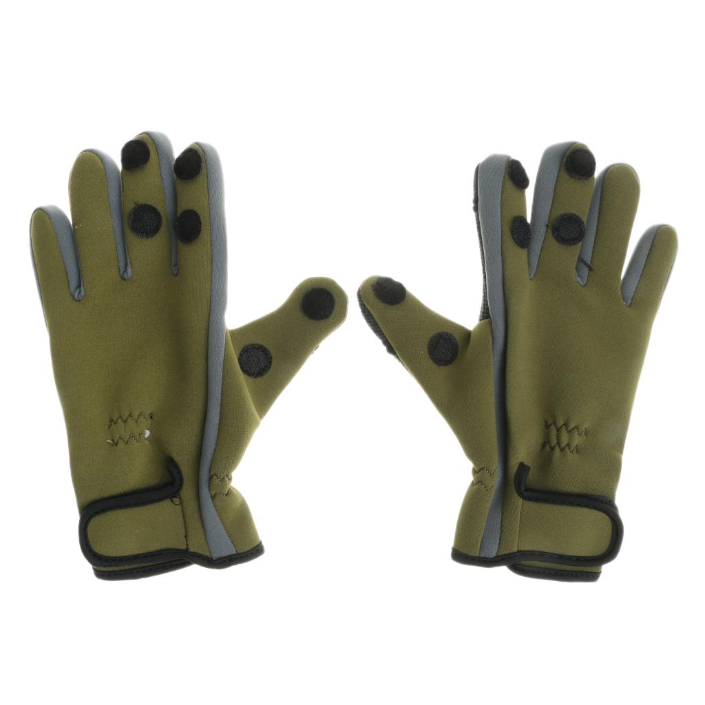 1 Pair Fishing Gloves Anti Slip Warm Cycling 3 Half-Finger Gloves M Green