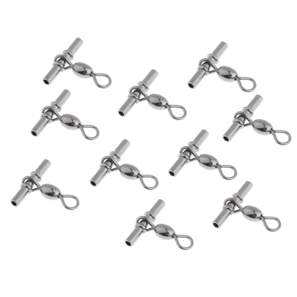 10pcs Fishing Crimp Swivel Cross-line Crane Swivel Tackle Connector 5