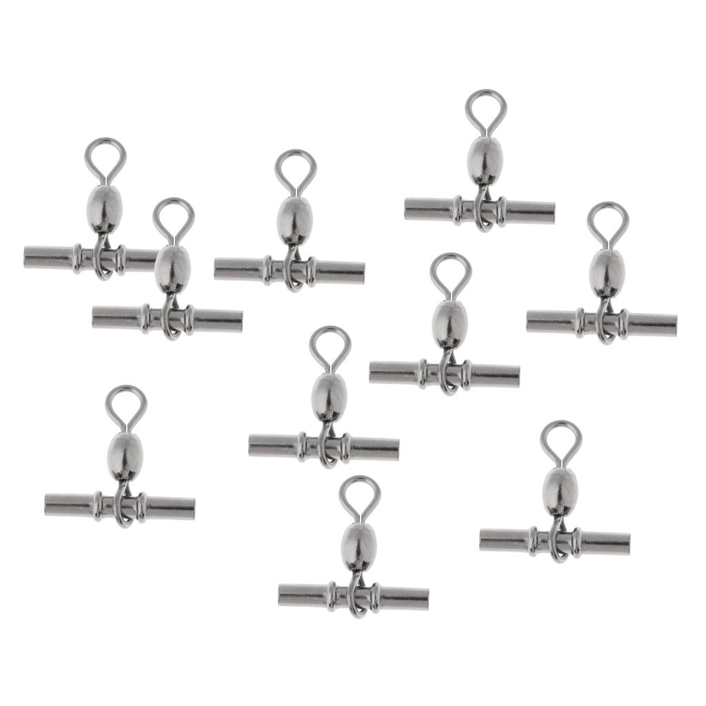 10pcs Fishing Crimp Swivel Cross-line Crane Swivel Tackle Connector 5