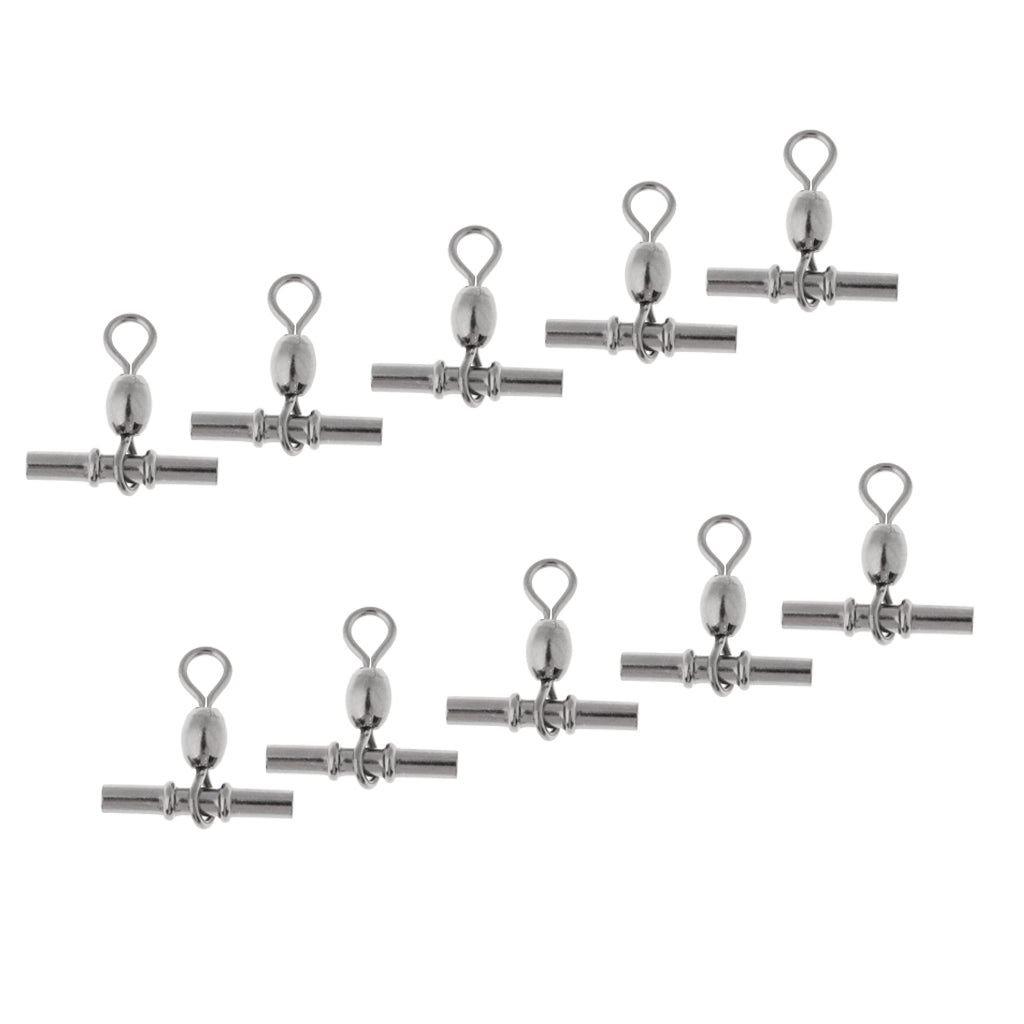 10pcs Fishing Crimp Swivel Cross-line Crane Swivel Tackle Connector 5