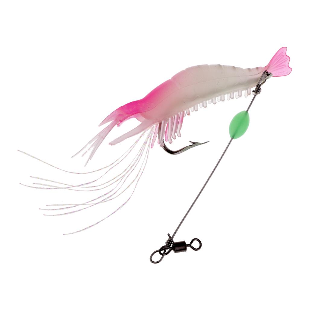 8cm Shrimp Fishing Simulation Luminous Bead Soft Prawn Lure Hook Bait