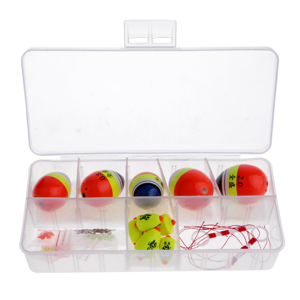 Set of Fishing Lure Floats Bobbers Fish Drift Buoy Beads Swivel with Box