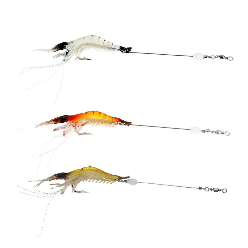 3Pcs Soft Shrimp Fishing Lures with Hook Mixed Color Sea Fishing Crank baits
