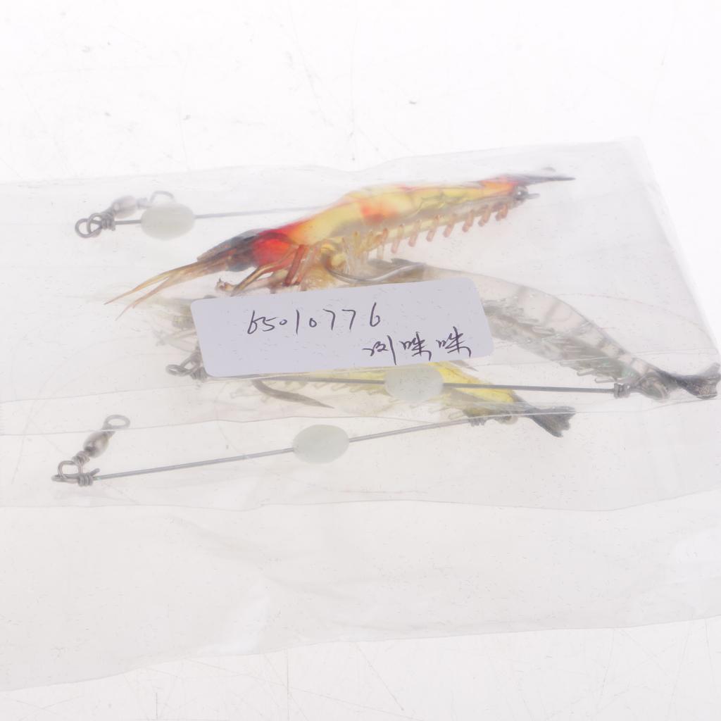 3Pcs Soft Shrimp Fishing Lures with Hook Mixed Color Sea Fishing Crank baits