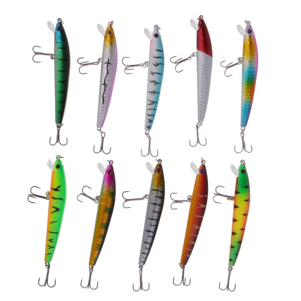 10pcs Fishing Lure Minnow Lure Minnow Baits Tackle Anchor Hook 9.5CM/8.5G
