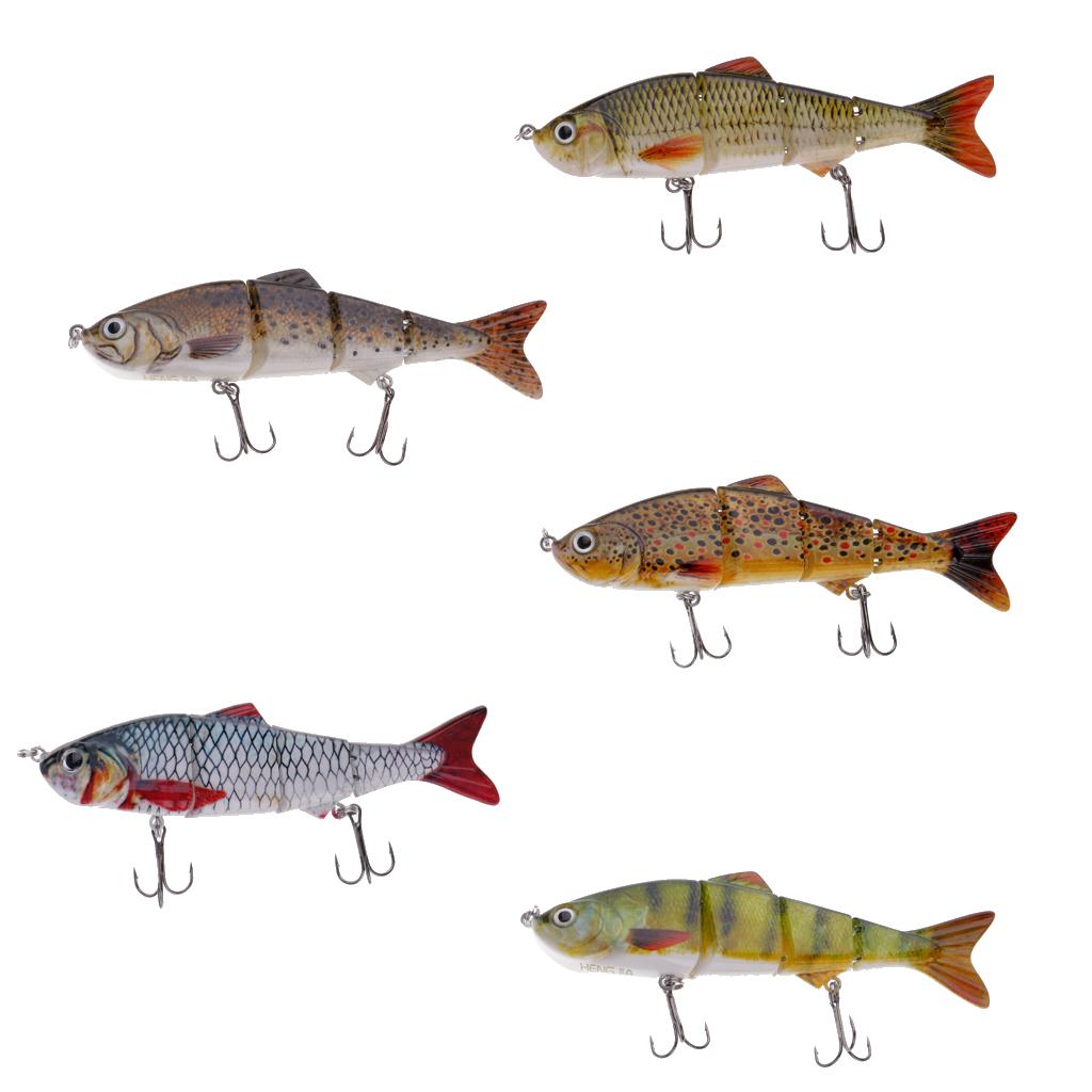 5pcs Multi Jointed Bass Striper Crappie Fishing Bait Swimbait Lure Life-like