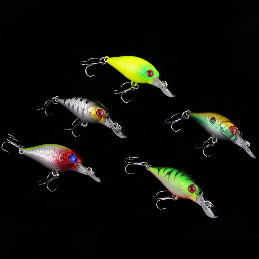 5Pcs Plactic Crank Lure Crank Baits Deep Swim Hard Fishing Tackle 5cm/4.2g